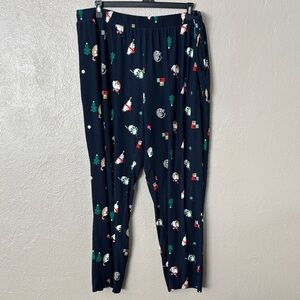 Sleep Chic Christmas Cats Holiday Pajama Pants Women’s Plus 2X Navy With Pockets